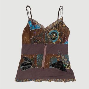 brown patterned tank top